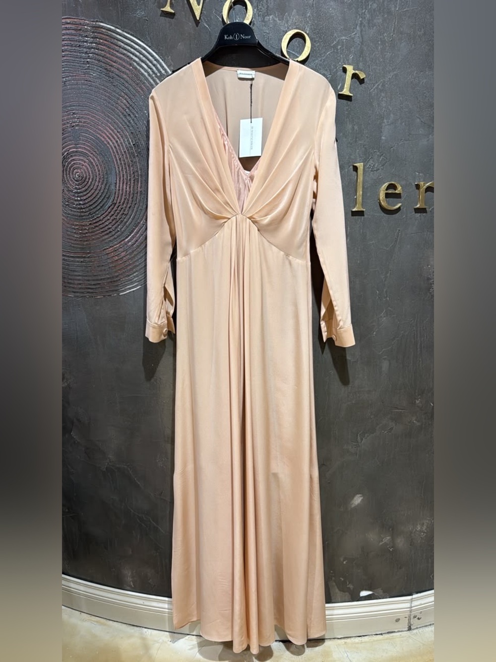 By Malene Birger Peach-Cream Twist-Front Maxi Dress size 6 NWT